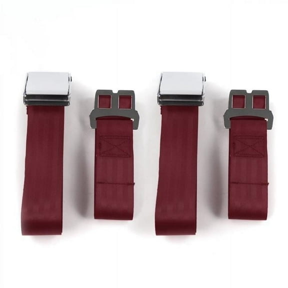 SafeTBoy Early Cars 1900-1927 Airplane 2 Point Burgundy Lap Bucket Seat Belt Kit - 2 Belts