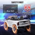 thumbnail image 6 of Ram Ride on Car Toys, 12V RAM 2500 Powered Ride on Toy Truck with Remote Control, Electric Car for Kids Girls 3-5 w/ Bluetooth, Rear Storage Trunk, Safety Belt, Rear Wheel Suspension, White, 6 of 8