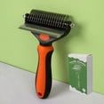 thumbnail image 2 of FEOLGEHLY Pet Comb for Dogs and Cats, Double Sided Knot Opener and Deshedding Tool with Stainless Steel Rounded Teeth for Long Hair, Gentle Hair Removal Pet Comb for Mats and Tangles (Orange), 2 of 7