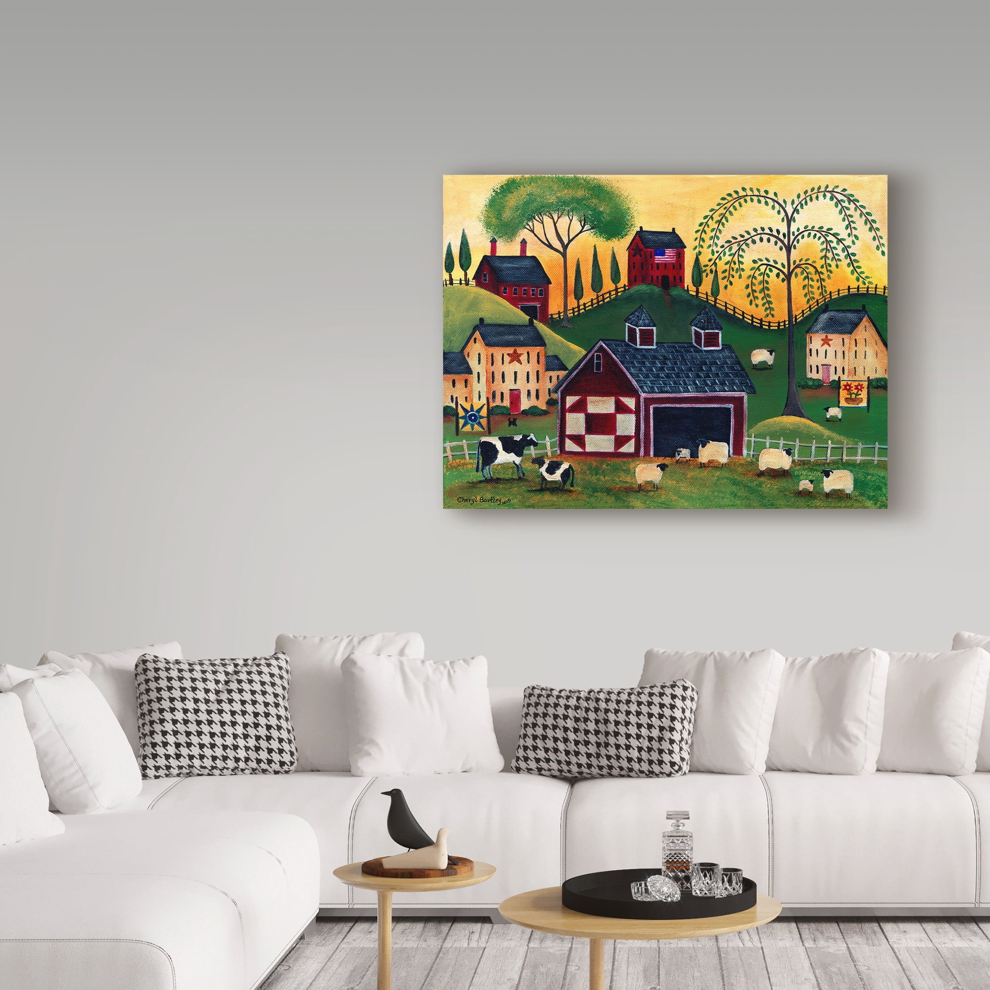 Trademark Fine Art 'Sunrise Red Quilt Barn' Canvas Art by Cheryl Bartley