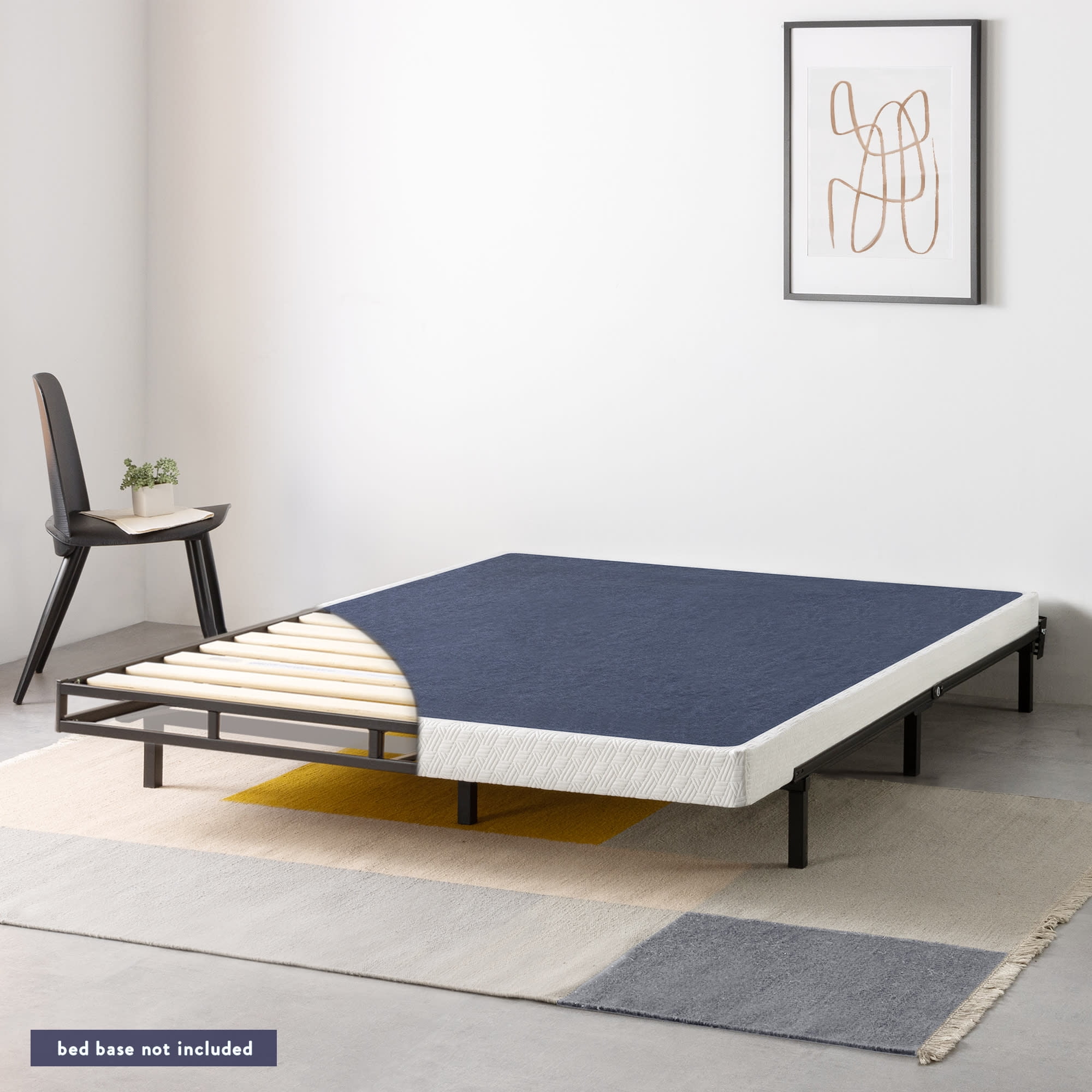 Best Price Mattress 4" Metal Box Spring Mattress Support with Wood Slats, Twin