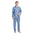 thumbnail image 3 of Amaxer Men's 100% Cotton Flannel Pajama Set - Long Sleeve Button-Up Top & Elastic Waist Pants, Cozy Winter Warm Sleepwear, Plaid PJ Outfit Gift, 3 of 6