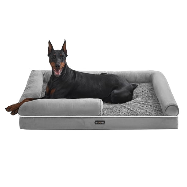 Feandrea Cama para Perros, Cama Ortopédica para Perros, Cama para Perros Grande, Impermeable, Funda Extraíble y Lavable, Sofá para Perros con Fondo Antideslizante, Bordes Elevados, 48 x 33 x 8 Pulga