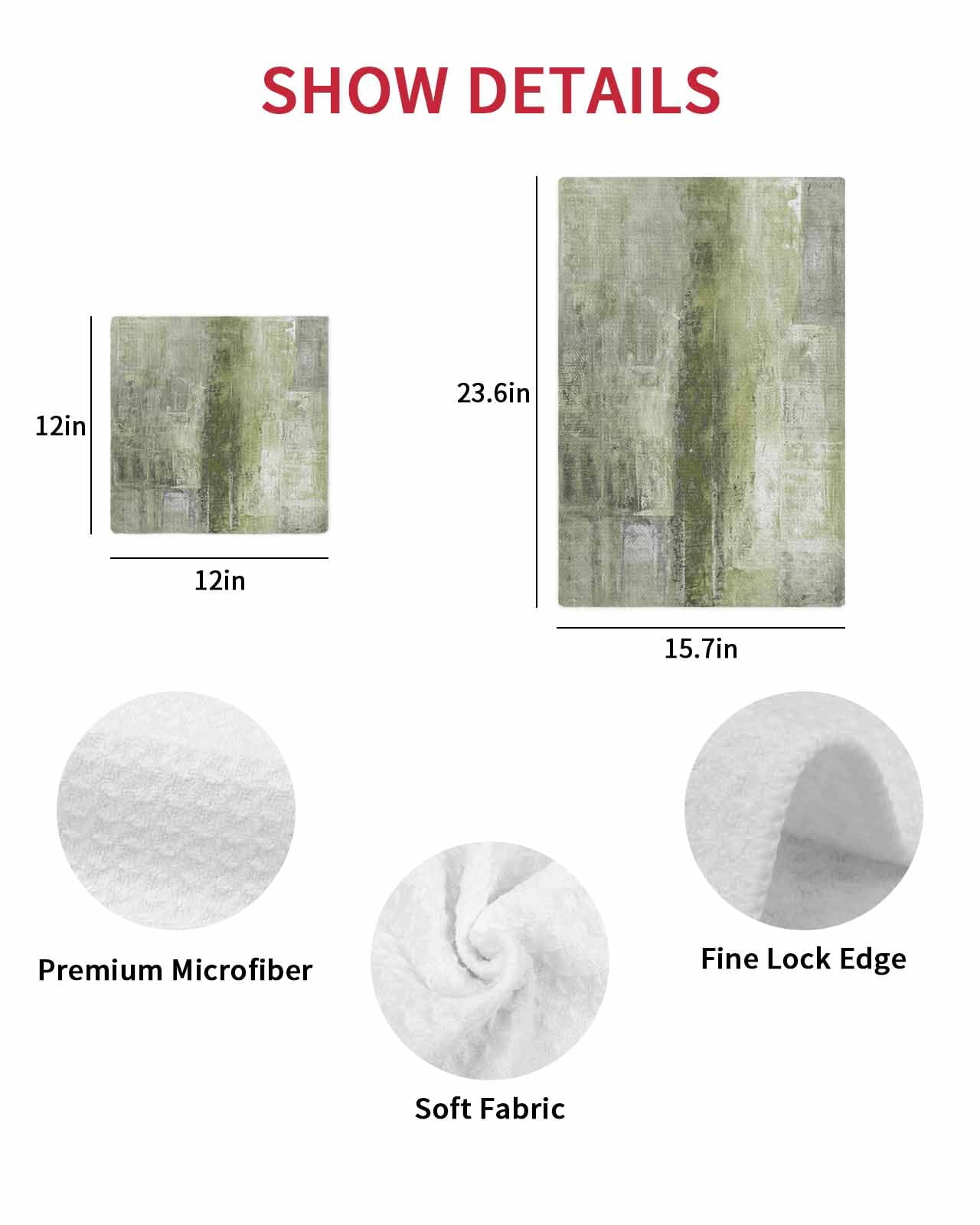 Sage Green Dish Towels Set,Waffle Weave Kitchen Towels 4Pcs, Retro Oil Painting Modern Abstract Art Aesthetics Microfiber Hair Face Bath Tea Towel Absorbent Quick Drying Cleaning Dish Cloths 12"x12"