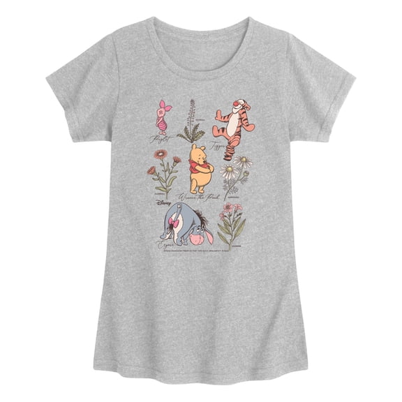 Winnie the Pooh - Friends and Floral - Youth Girls Fitted Short Sleeve T-Shirt
