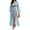 Sky Blue, variant on Womens Matching Sets Summer 2 Piece Beach Vacation Outfits Long Sleeve Crop Top High Slit Maxi Skirt Set Resort Wear