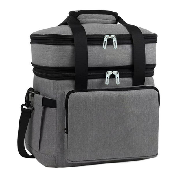 Bolsa de enfriador aislado Bolsa térmica portátil impermeable al agua multifuncional doble capa expandible para excursionistas para viajes de día de gris