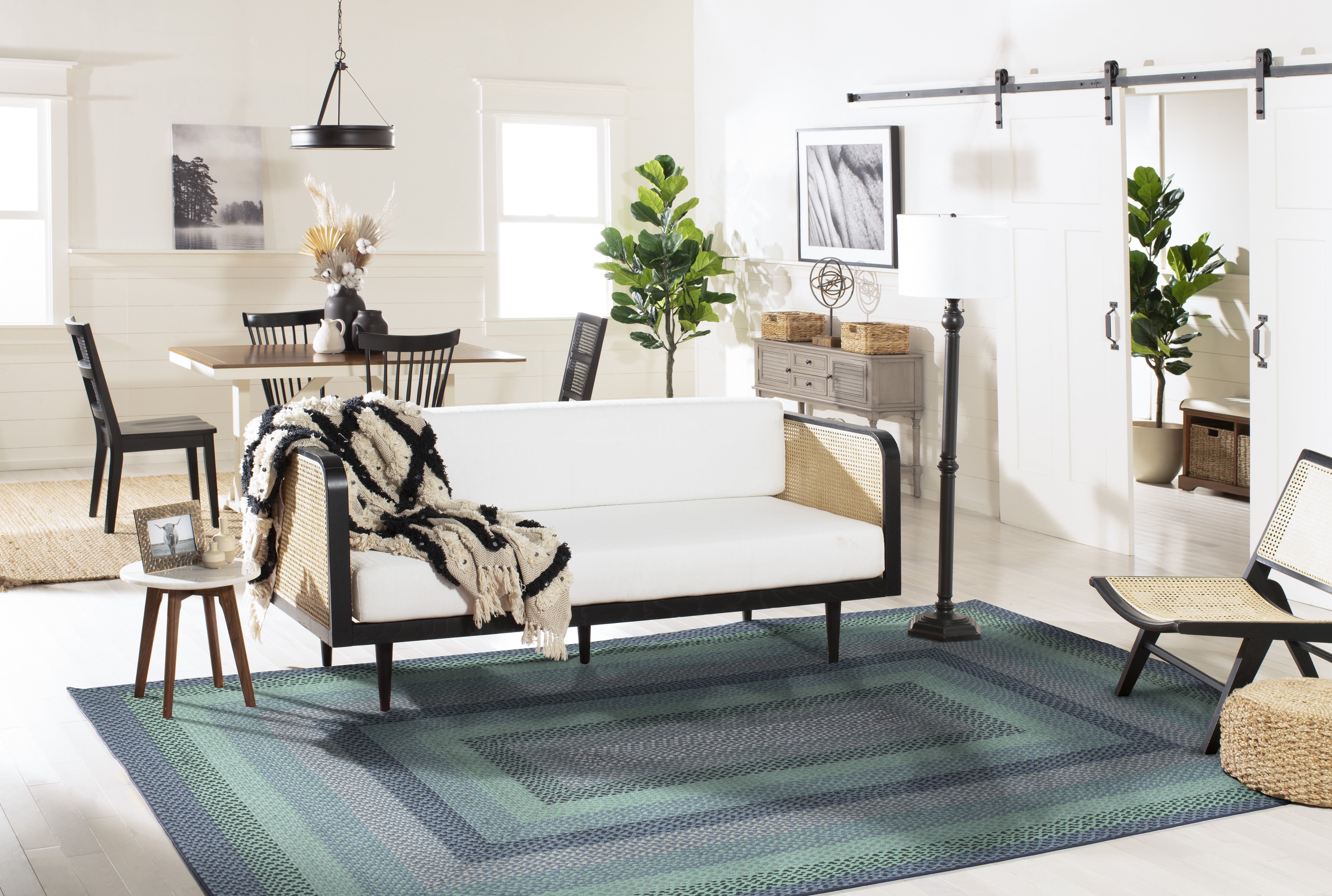SAFAVIEH Braided Claes Bordered Reversible Area Rug, Gray/Green, 8' x 10'