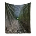 thumbnail image 1 of Vintage Soft Flannel Fleece Throw Blanket, Dungeon Old Tunnel Sun Rays at Other Side Mystic Spooky Long Tunnel Illustration, Cozy Plush for Indoor and Outdoor Use, 70" x 90", Brown, by Ambesonne, 1 of 6