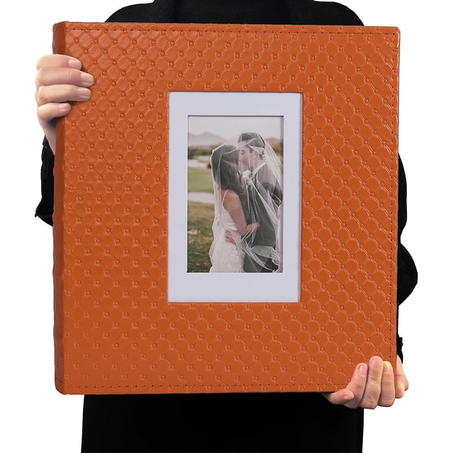 Álbum de fotos RECUTMS, 10 x 15 cm, 600 fotos, piel sintética, color naranja