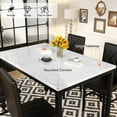 thumbnail image 5 of Baxluxe 4-Person Dining Table and Chair Set, Marble Kitchen Dining Table and Chair Set, with 4 Striped Velvet Dining Chairs, Suitable for Apartments, Breakfast Nooks, and Dining Rooms (Beige/Black), 5 of 7