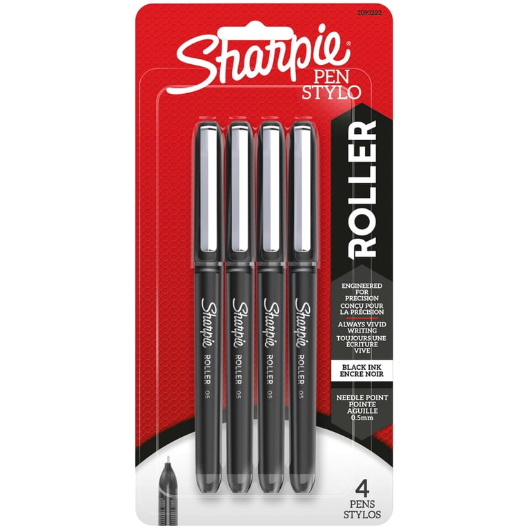 Sharpie Rollerball Pen, Needle Point 0.5mm, Black Ink, 4 Pack photo 1
