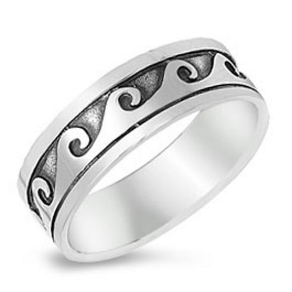 Eternity Wave Surf Ring 925 Sterling Silver Band Jewelry Female Male Unisex Size 10