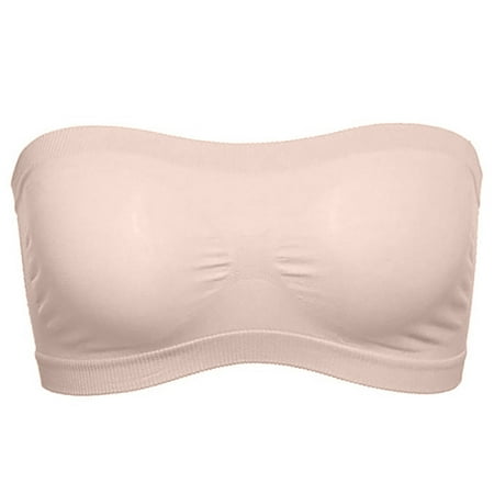 ASKMZ Solid Color Women Breathable Strapless Hollow Back Bra Sport Tube Top Underwear