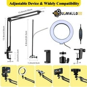 usmallbee Camera Mount with Ring Light Overhead، Flex Articulating Phone Holder متوافق مع iPhone و Logitech Webcam و Computer Tripod لتسجيل فيديو البث المباشر على YouTube