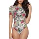 thumbnail image 1 of Fotbe Roses Mixed Zebra Body de Mujer con Cuello Redondo y Mangas Cortas, Sin Mangas Ajustado, Suave, Cómodo y Básico-Large, 1 of 7