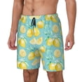 thumbnail image 1 of Kdxio Yellow Lemon Print Mens Swim Shorts with Mesh Lining, Breathable and Quick-Drying, Adjustable Waist, Privacy Pocket-Medium, 1 of 6