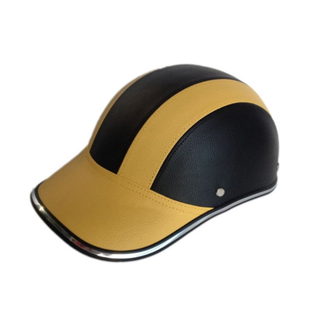 Naiovety Casco de motocicleta Vintage gorras de béisbol mujeres hombres ciclismo cuero seguridad Scooter eléctrico casco protección para la Ciclismo Amarillo negro