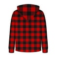 thumbnail image 4 of Lorytime Winter Hoodies for Men Plaid Fleece Streetwear Sweatshirt Long Sleeve Drawstring Pullover with Pocket Tops Red L, 4 of 5