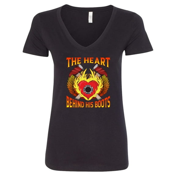 Inktastic Firefighter Wife Idea Women's V-Neck T-Shirt