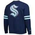 thumbnail image 3 of Men's Mitchell & Ness Deep Sea Blue Seattle Kraken Allover Logo Pullover Sweatshirt, 3 of 3