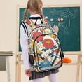 thumbnail image 7 of FORMRS Unisex School Backpack 17" Student Travel Bag with Laptop Compartment, Vibrant Japanese Flowers, 7 of 7