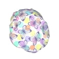 thumbnail image 2 of Easygdp Butterflies on Polka Dots Shower Caps for Women, Double Waterproof Layers Shower Cap, Quick Drying Bath Hair Cap Reusable, 2 of 9