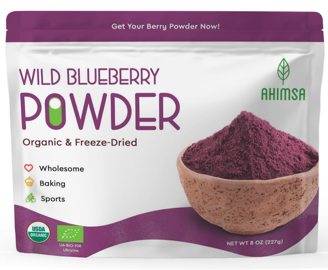 Ahimsa, Organic Freeze Dried Wild Blueberry Powder, Organic Juice Mix