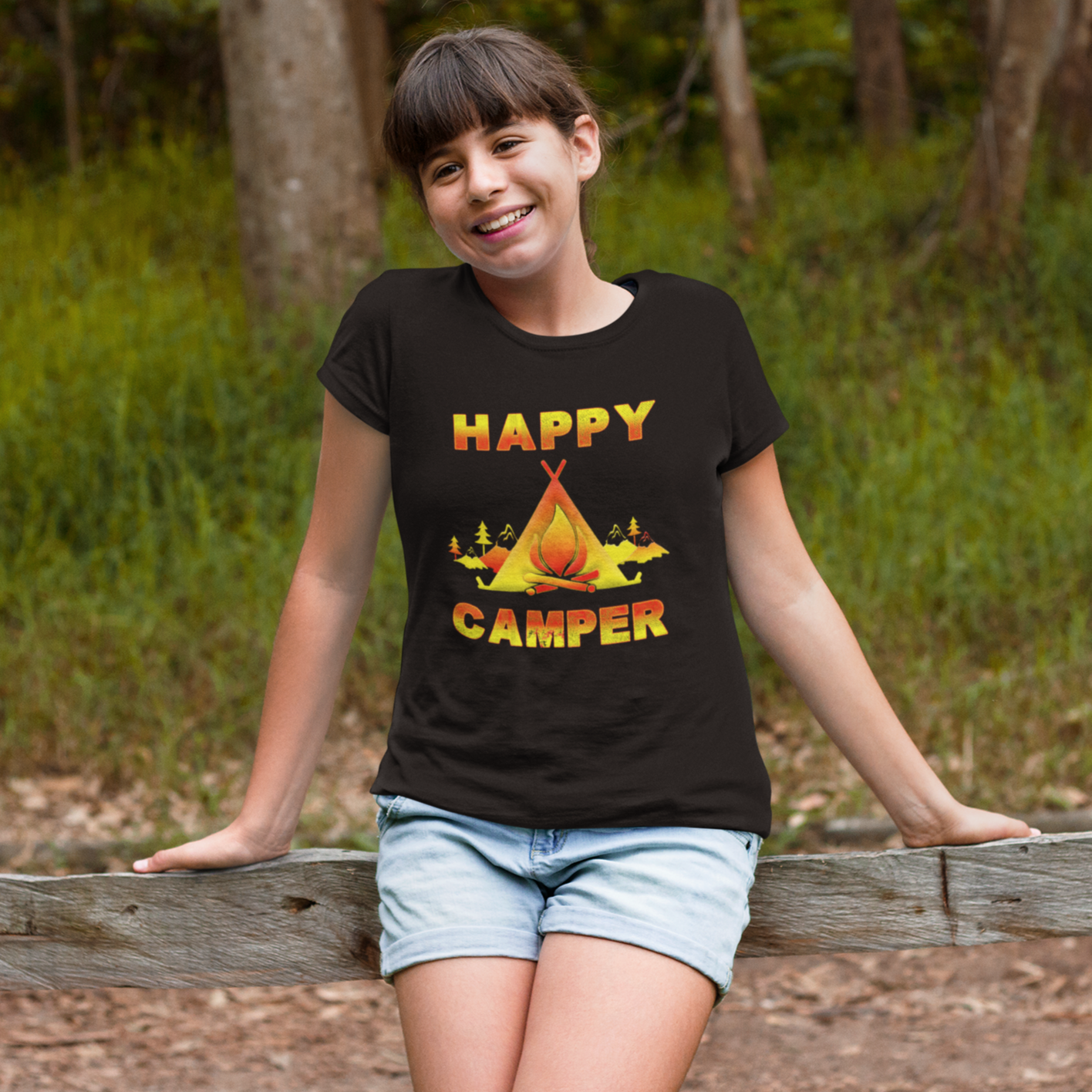 Camping Shirt for Girls - Camping Clothes for Girls - Happy Camper Camping Shirts for Kids Funny - image 3 of 9