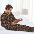 thumbnail image 6 of Naloa Brown Camouflage Skull Men’s Pajamas Set - Long Sleeve Button Down Sleep Shirt and Pajama Bottoms Sleepwear Set-X-Large, 6 of 7