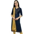 thumbnail image 5 of Atasi Women's Casual Navy Blue Rayon Gotta Patti Work Straight Kurti Clothing - 24, 5 of 5