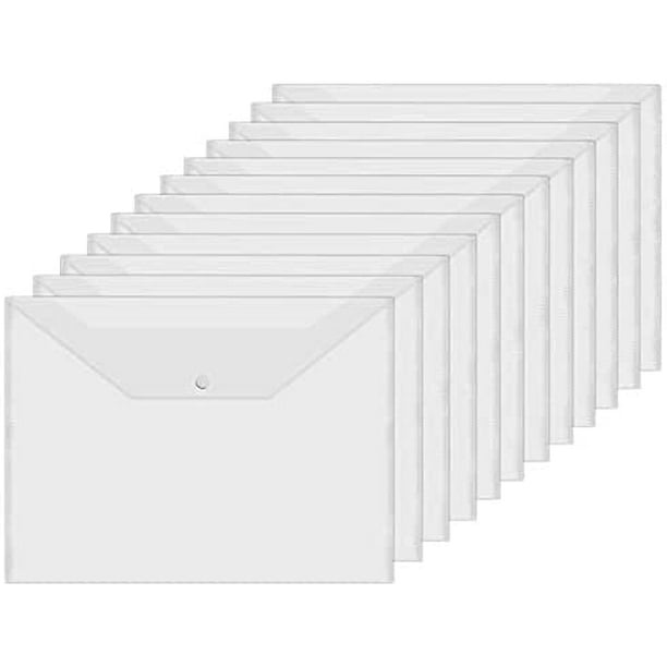 10 PCS Clear Plastic Envelopes, Poly Envelope with Snap Closure
