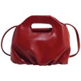 thumbnail image 1 of Bolso Hombro Cuero PU Nube Mano Sólido Plisado para Mujer Rojo Hugtrwg, 1 of 9