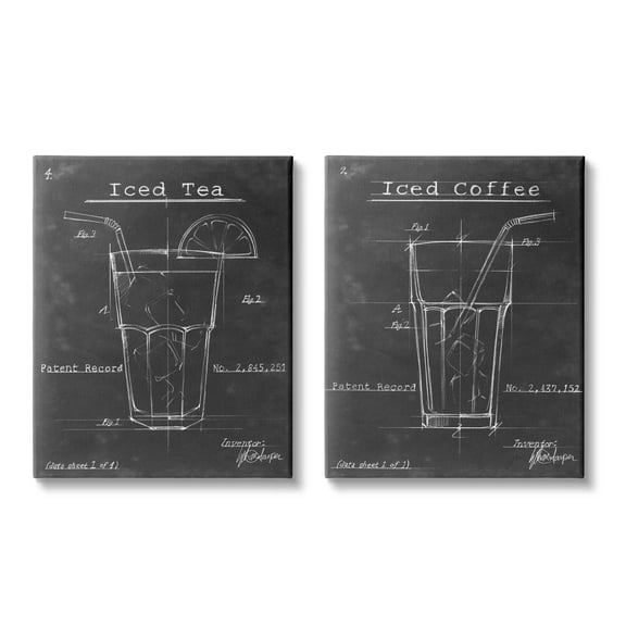 Stupell Industries Iced Coffee & Tea Diagram Graphic Art Gallery Wrapped Canvas Print Wall Art, Set of 2, Design by Ethan Harper