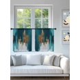 thumbnail image 4 of Sheer Curtains 45 Inch Length 2 Panels Set for Kitchen, Abstract Teal Green Semi Sheer Curtains for Windows, White Gold Textured Art Voile Window Treatments Rod Pocket Curtain, 4 of 7