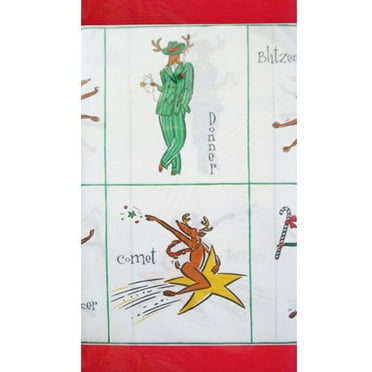 Various Multicolor Reindeer Paper Tablecloth, Christmas