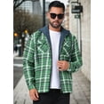 thumbnail image 5 of DARING DIVA Shirt Jacket Drawstring Hooded Plaid Shacket M Dark Green, 5 of 7