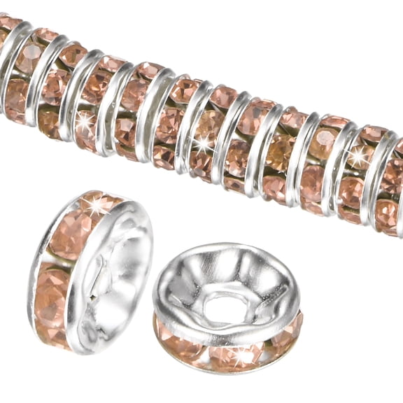 200-Pack Rondelle Spacer Beads, 0.31 Inch/8mm Czech Crystal Rhinestone Loose Beads [Champagne]