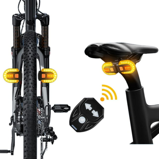 USB Rechargeable Bike Tail Light with Turn Remote Control, Detachable, Night Cycling Warning Light for Mountain Bikes, Road Bikes