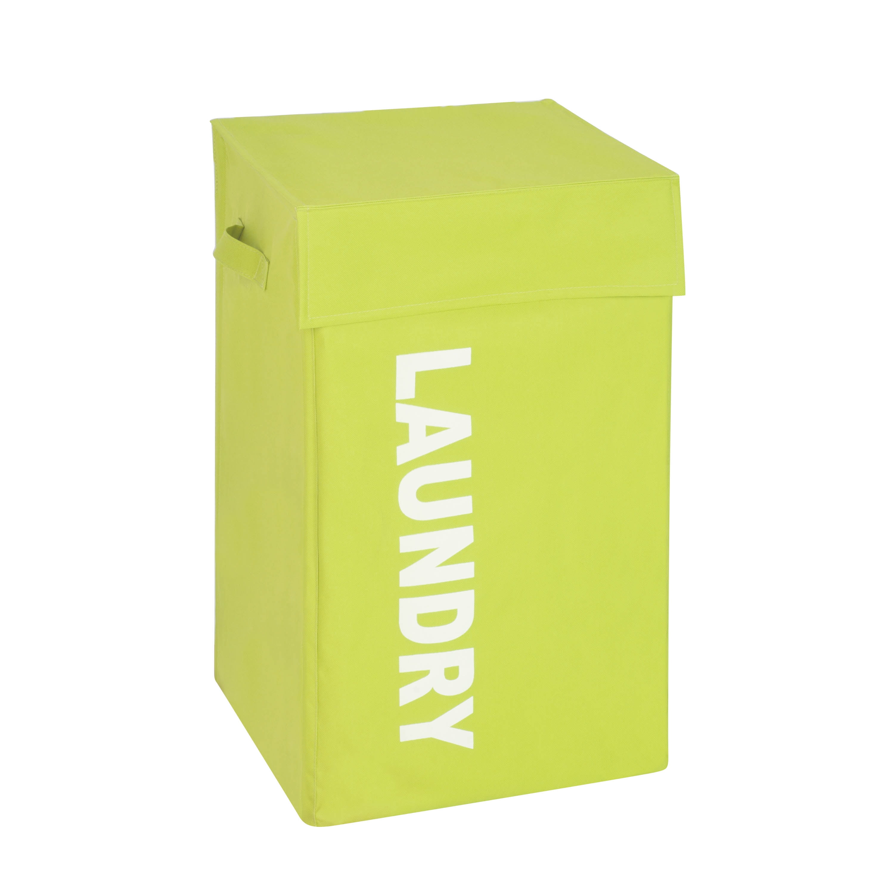HoneyCanDo Graphic Laundry Hamper with Lid, Lime Green