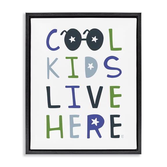 Stupell Industries Contemporary Cool Kids Live Here Black Floating Frame Canvas Art, 17 x 21, by Elizabeth Tyndall