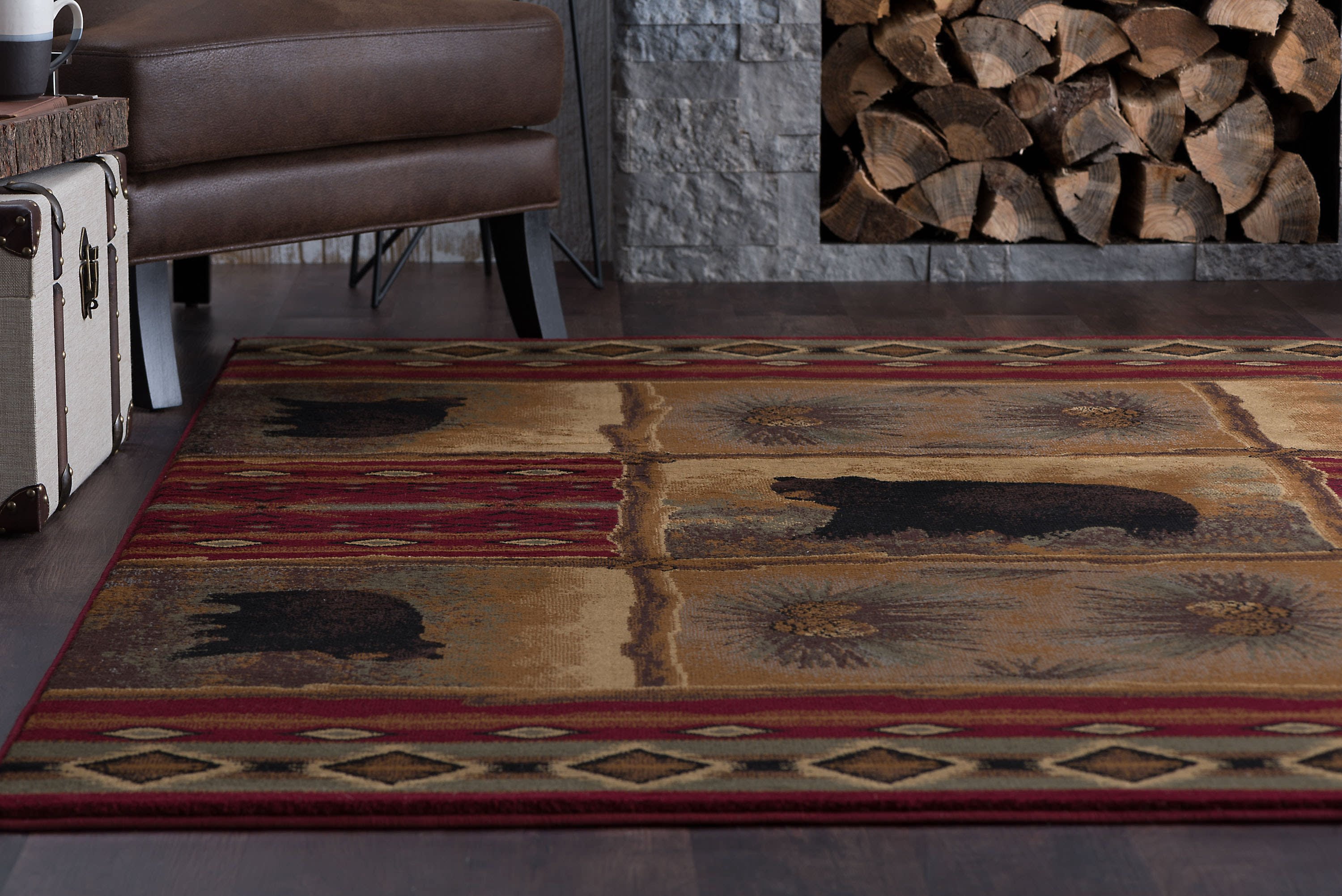 Nature Novelty 9' x 12' Red and Beige Polypropylene Indoor Area Rug