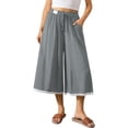 thumbnail image 4 of MLQIDK Light Gray Crop Capri Pants for Women Crop Capri Pants High Waisted Knee Length Capris Dressy Casual Pedal Pushers with Pockets Light Gray S, 4 of 7