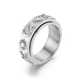 thumbnail image 1 of Bohemia Star Moon Anxiety Relaxing Ring For Men Stainless Steel Rotatable Spinner Fidgets Anti Stress Rings Jewelry Bague Homme ring-silver 7, 1 of 6