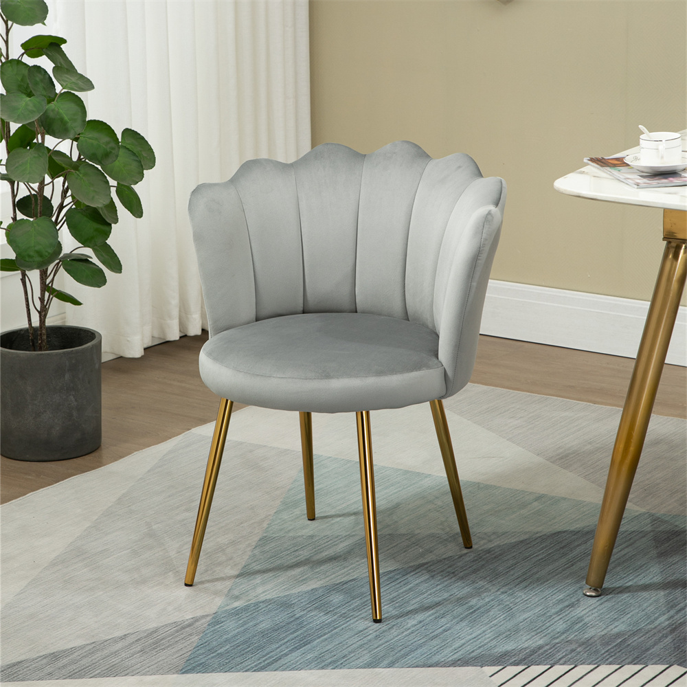 Velvet Accent Arm Chair Dining Chair, Modern Vanity Chair with Seashell