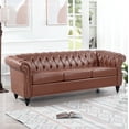 thumbnail image 2 of 84.65"PU Rolled Arm Chesterfield Three Seater Sofa., 2 of 12