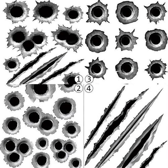 Walbest 3D Bullet Hole Car Stickers Set, Simulation Stereoscopic Fake Guns Bullet Holes Stickers Automotive Tattoo Decorations Accessories Bullet Waterproof Car Decals