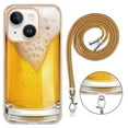 thumbnail image 5 of for iPhone 13 Crossbody Strap Phone Case, Anti-Fall Pattern Clear Design Transparent Soft & Flexible TPU Drop and Shockproof Protective Cover with Adjustable Nylon Neck Strap, Draft Beer, 5 of 7