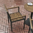 thumbnail image 3 of Flash Furniture Finch Commercial Grade Patio Chair with Arms, Stackable Side Chair with Faux Teak Poly Slats and Metal Frame, Natural/Gray, 3 of 12