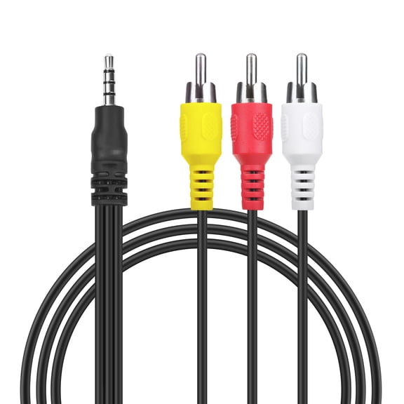 mistyhony 5FT Cable A/V Audio/Video AV Cord 3.5mm AUX Auxilairy to RCA Composite Yellow White Red Cable for 503AK0400191000001 Western Digital WD TV HD,Live,Live Plus & Mini Media Player